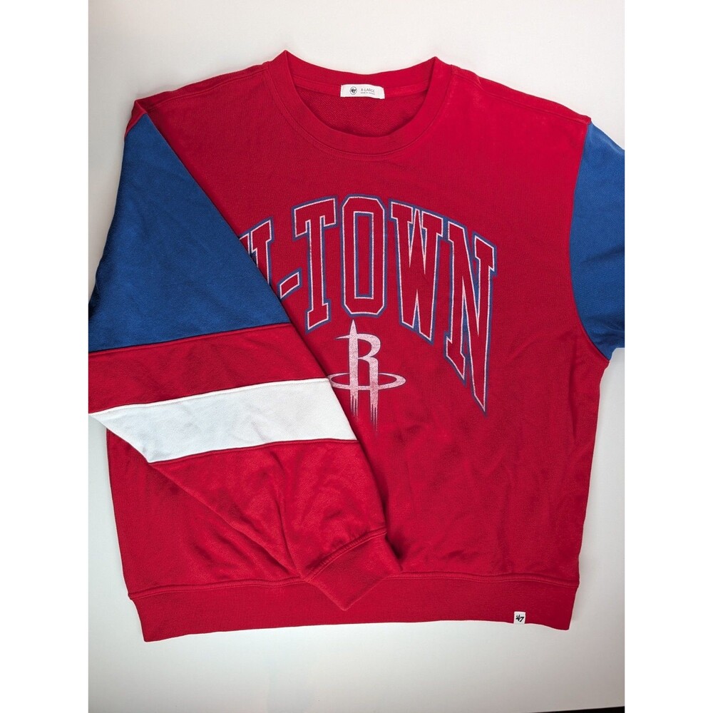 '47 Houston Rockets H-Town Colorblock Crewneck Sweatshirt Mens XL Throwback